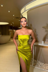 Simple Sexy Long Mermaid Sleeveless Evening Dresses With Slit